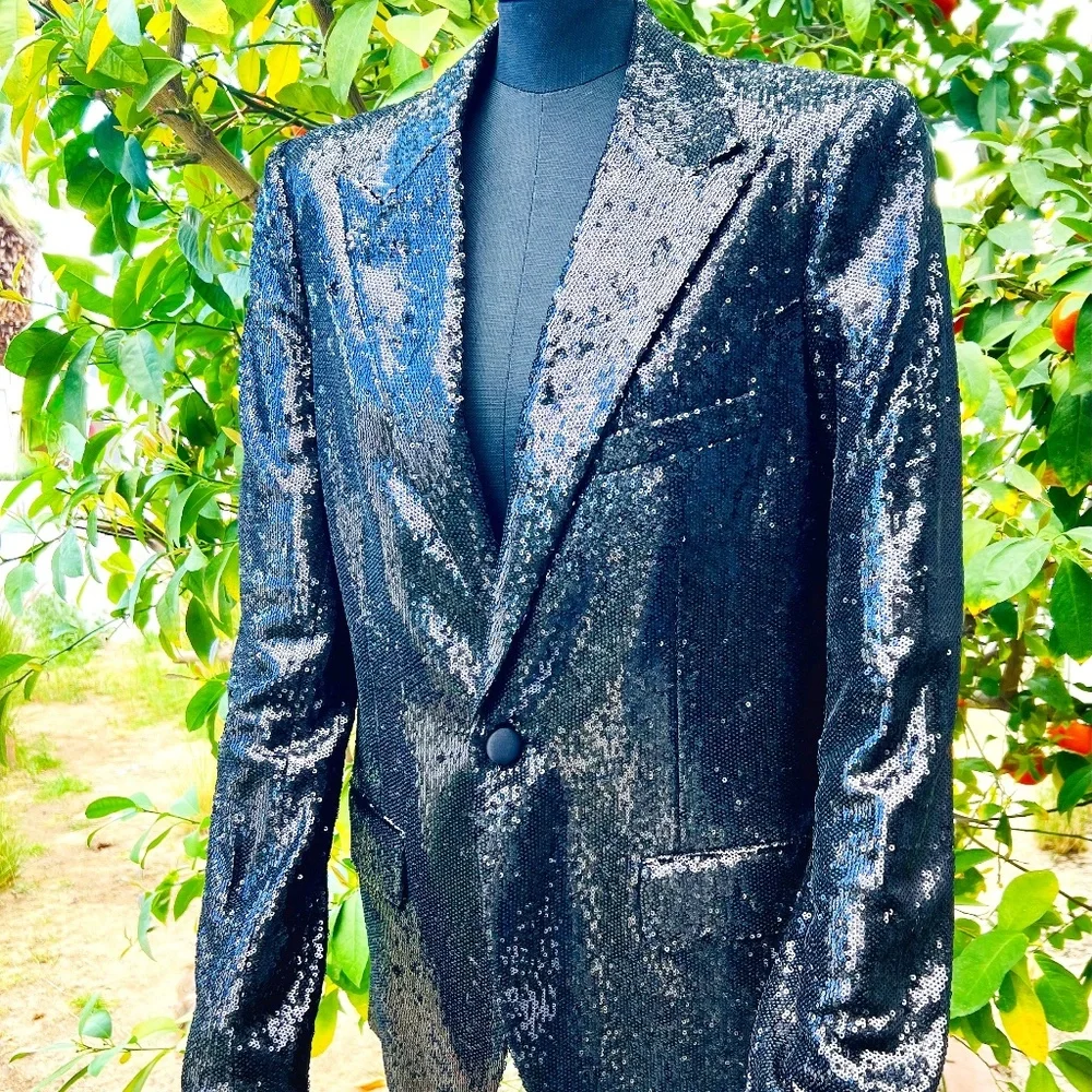 NEW WITH TAGS | UNCONDITIONAL BLACK SEQUIN BLAZER UNISEX (MENS MEDIUM) - Picture 1 of 16